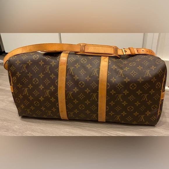 Louis Vuitton LV Boston Bag Keepall Bandouliere 50 Monogram w/ LV Strap Name Tag - Picture 5 of 12